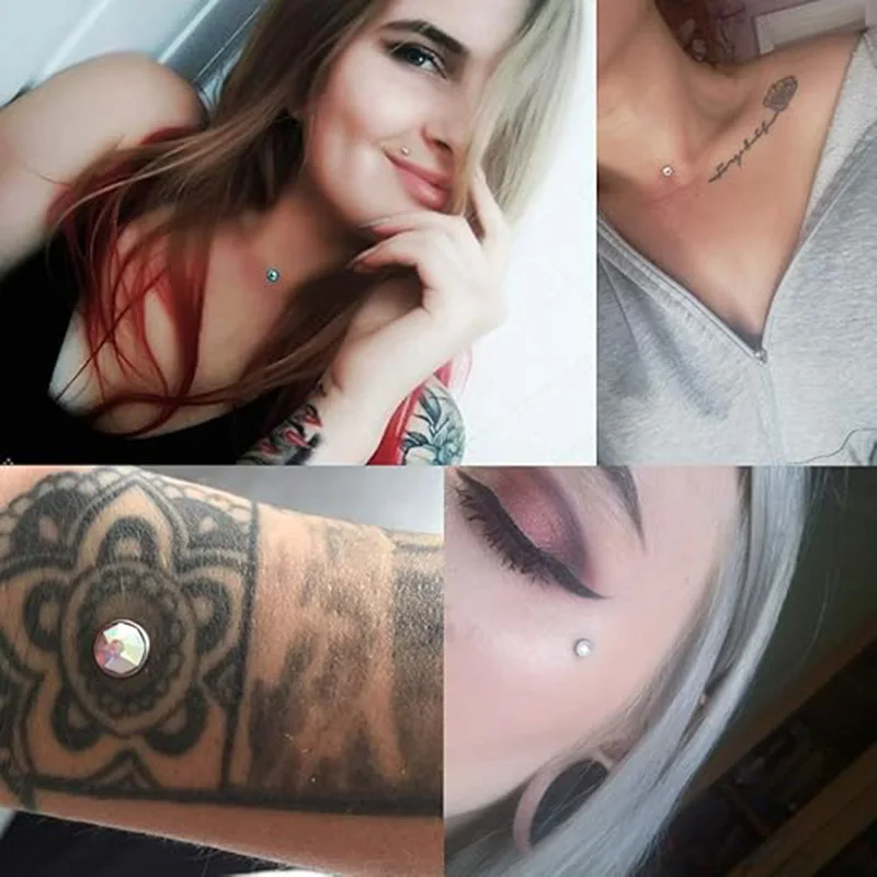 10 قطعة ASTM F136 التيتانيوم الأذن قطعة أوبال الجلد مرساة المخفية مايكرو الجلد ثقب الخيوط رئيس ل 0.9-1.2 مللي متر ثقب المجوهرات