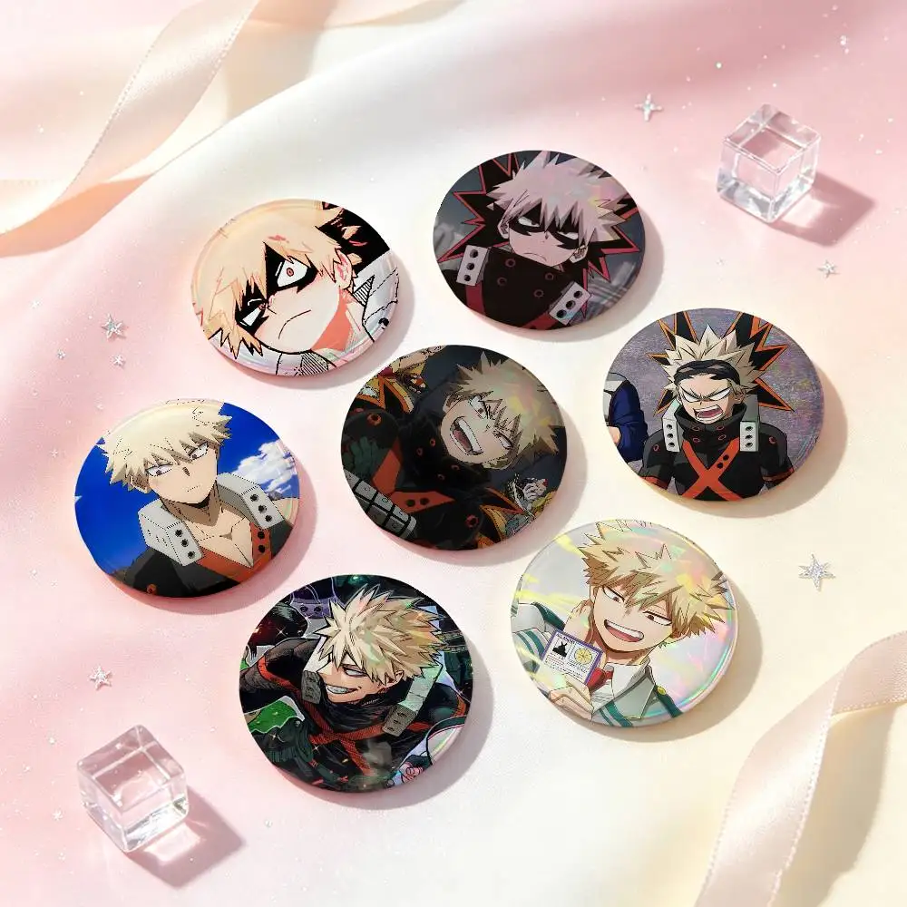 Bakugou Katsuki Anime Character Badges 25 32 44 58 75 Mm Round Cosplay Pin Bag Decor Fans Collect Friends Gifts Brooch Souvenir