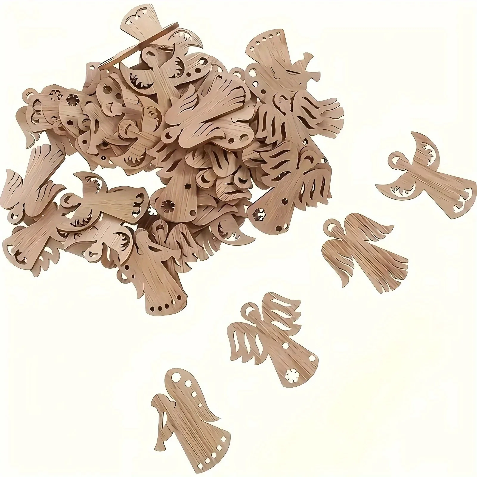 40Pcs Wooden Angel Confetti Vintage Multi Type Angel for Merry Christmas Celebration Party Table Decorations DIY Painting Gifts