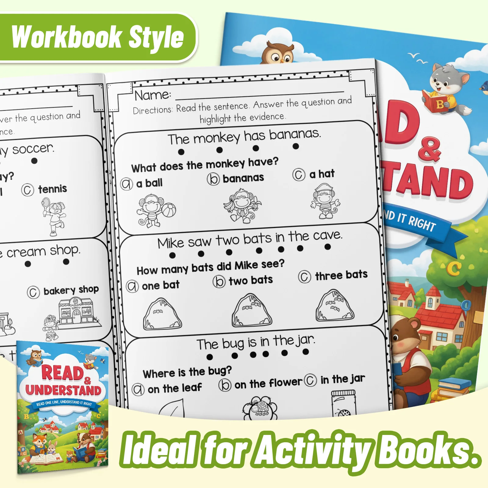 English Reading Comprehension Workbook for Kids, Reading Practice Book, Improve Vocabulary, Reading & Comprehension Skills