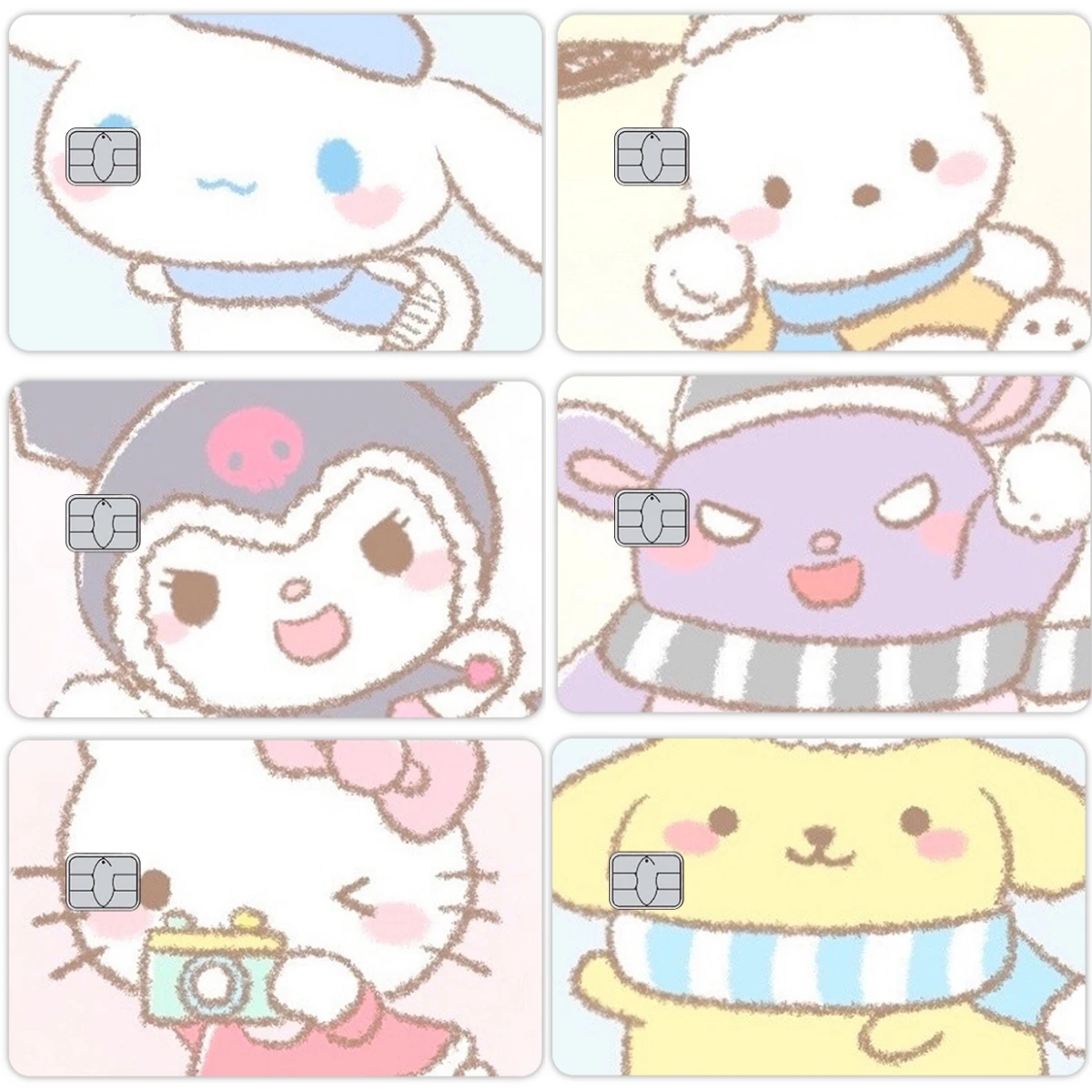 

Kawaii HelloKitty Cinnamoroll Pochacco Kuromi щетка зубы кредитная дебетовая карта наклейки водостойкая карта доступа защитная пленка для кожи