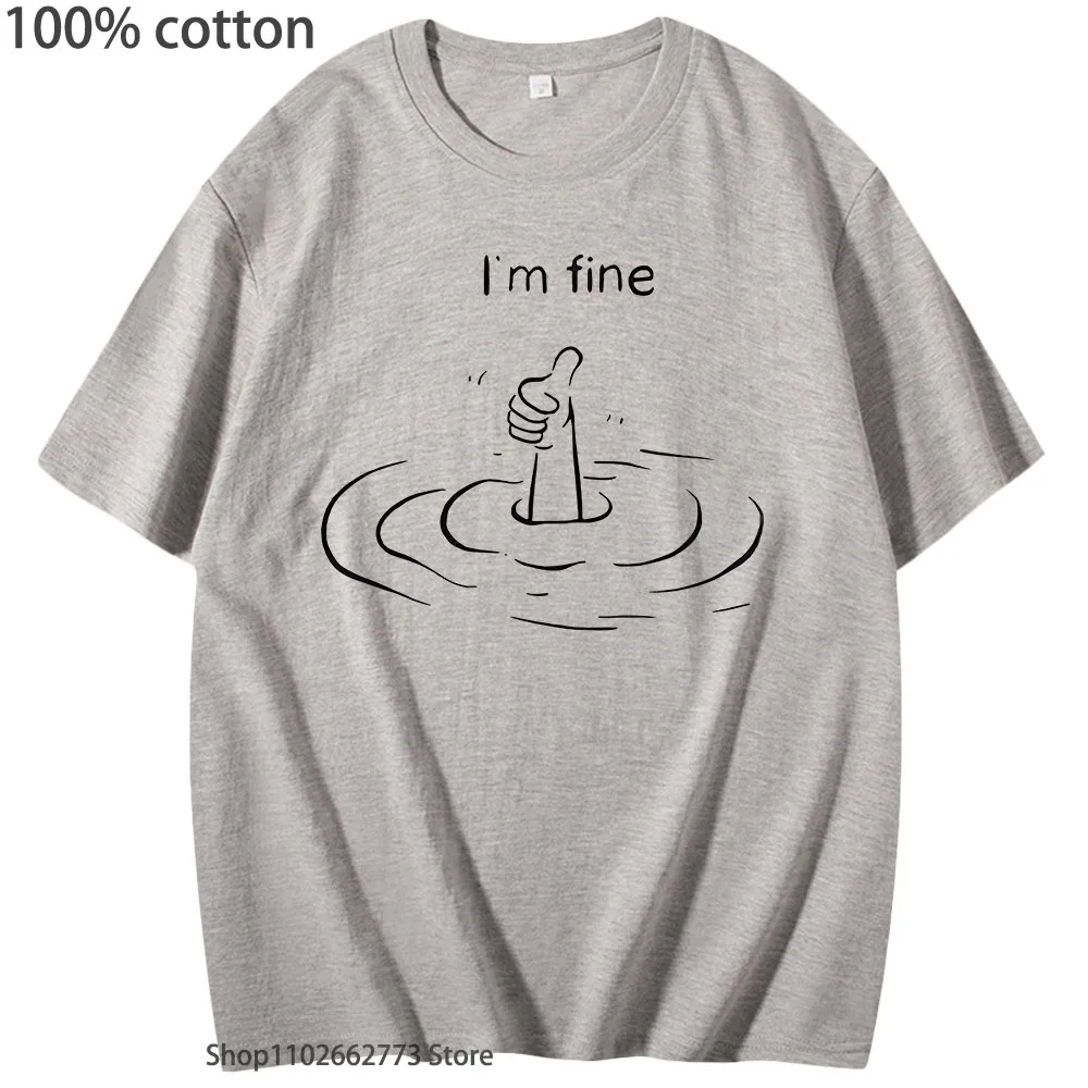 T'm Fine Print T-Shirts 100% Baumwolle Kleidung Sommer Kurzarm T-shirts Männer Frauen Casual Y2k Top High Street Streetwear Männliche hemd