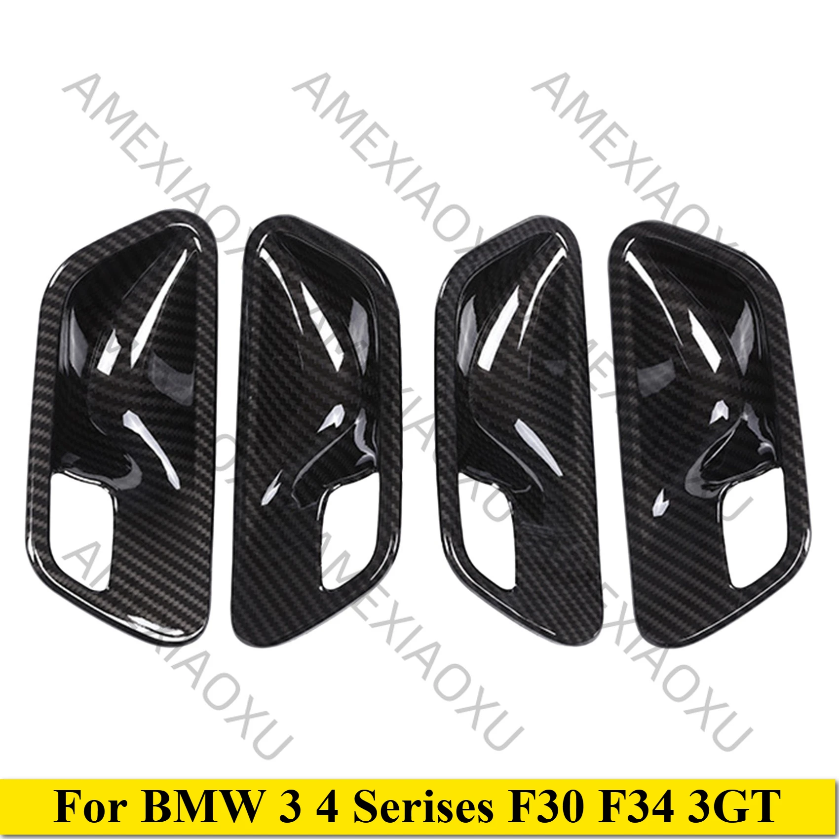 

1PC For BMW 3 4 Serises F30 F34 3GT Interior Auto Accessories Carbon Fiber Look Car Door Handle Covers Trim AMEXIAOXU