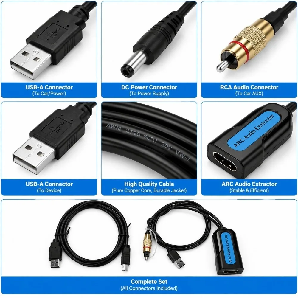 192kHz 24bit Audio Extractor 5.1 Digital Audio PCM 2.0 Support Digital Audio Converter Optical Output ARC Sound Adapter TV