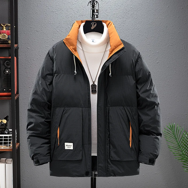 

Oversized Men's Cotton-Padded Jackets 2024 Autumn Winter Windproof Thicken Warm Loose Parkas Outwear Casual Solid Top Down Coats