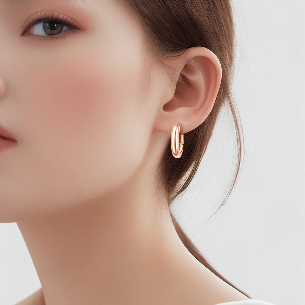 Simple 925 Silver Circle Hoop Earrings Girl Rose Gold & Gold Color Elegant Office Style Classic Earrings Accessories