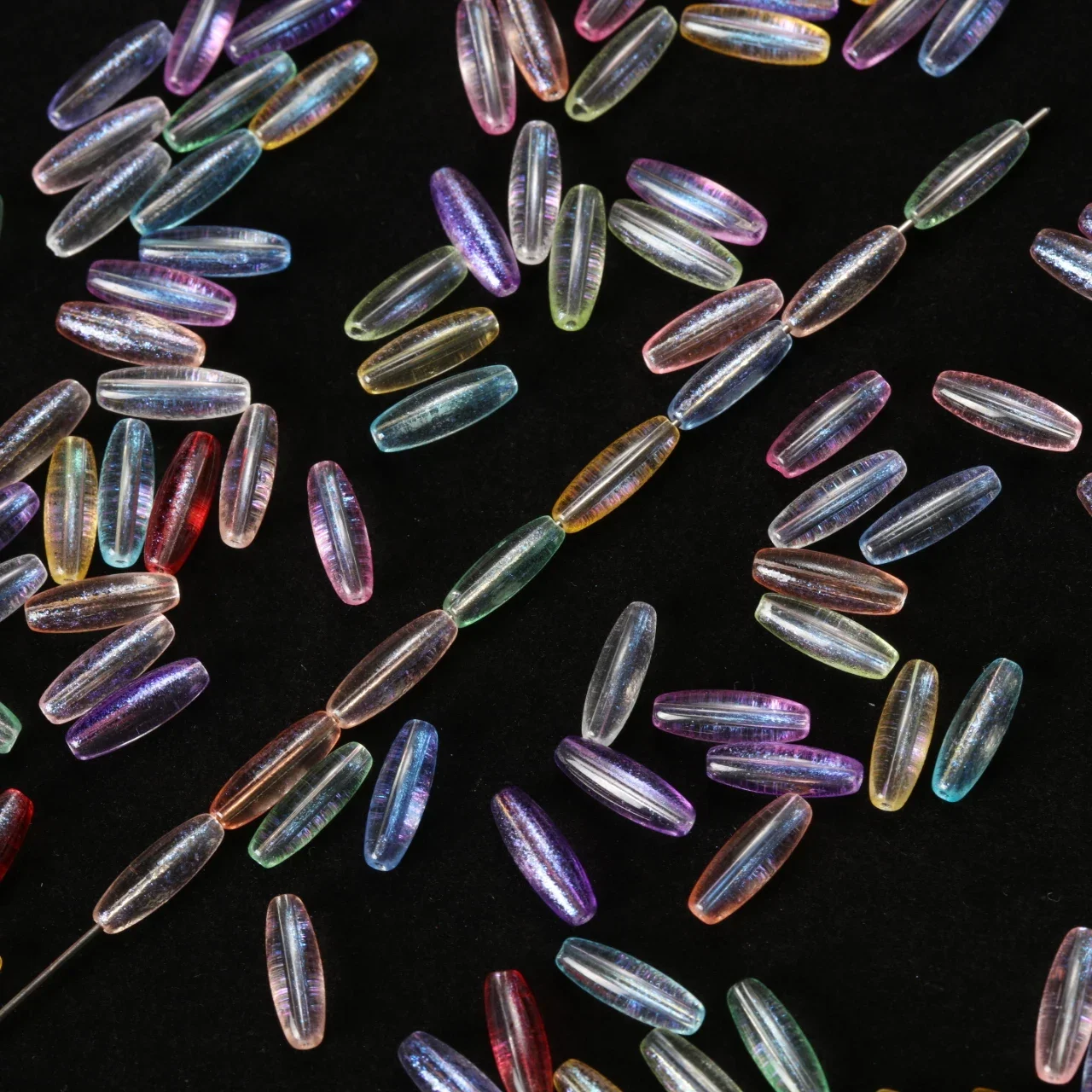 120Pcs/Lot 4x12mm Glass Beads Oval Shaped Transparent Crystal Beads Pendant For Jewelry Making Diy Bracelet Accessories