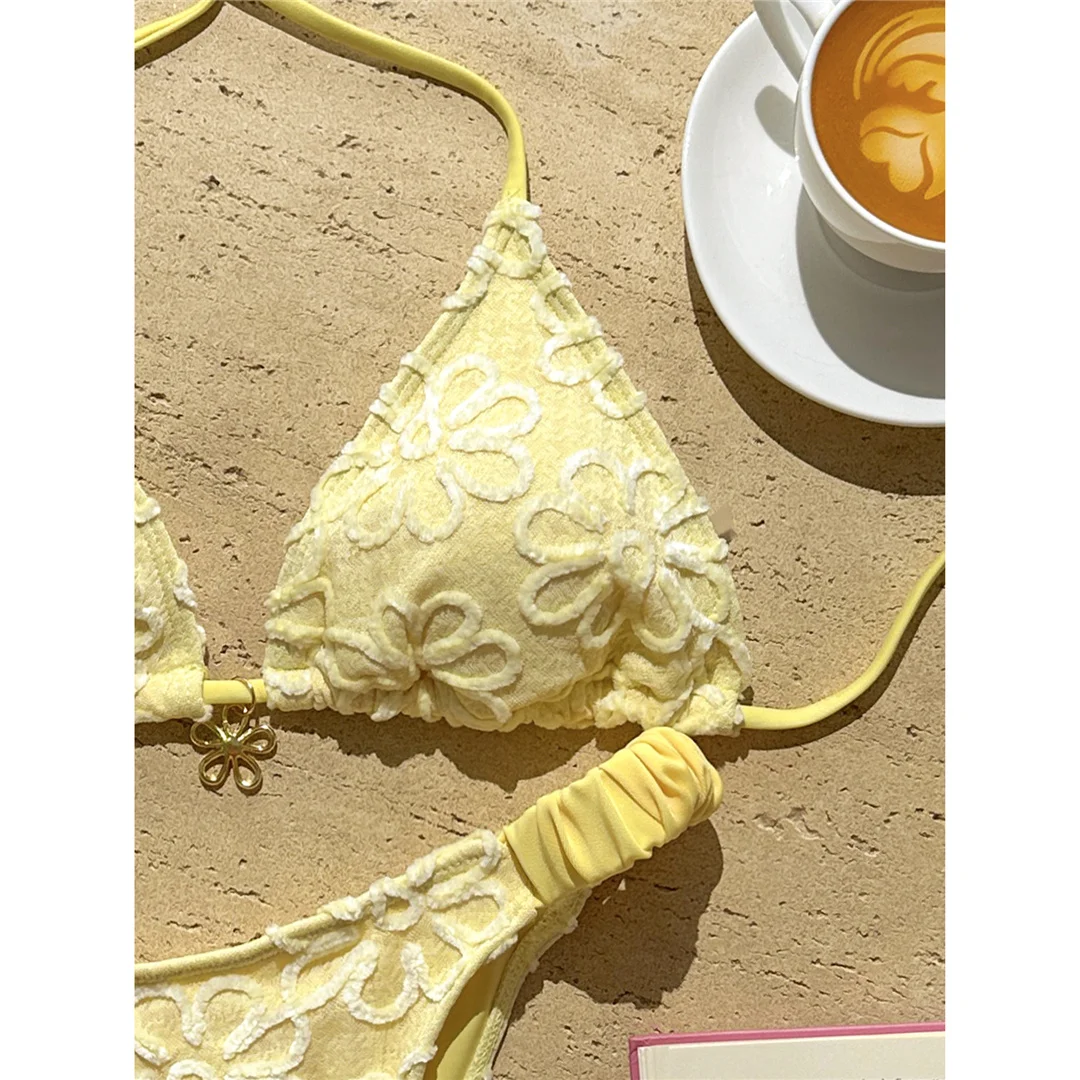 2026 Blumenmuster Neckholder-Bikini Damen-Badeanzug Zweiteiliger Bikini-Set Brasilianischer Badeanzug Badebekleidung V8270 – Detail 7