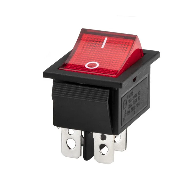 

2pcs 31x25mm red Illuminated Rocker Switch Boat Shaped with Light Switch 2 Poles ON OFF 4pin KCD2-201N KCD4 16A