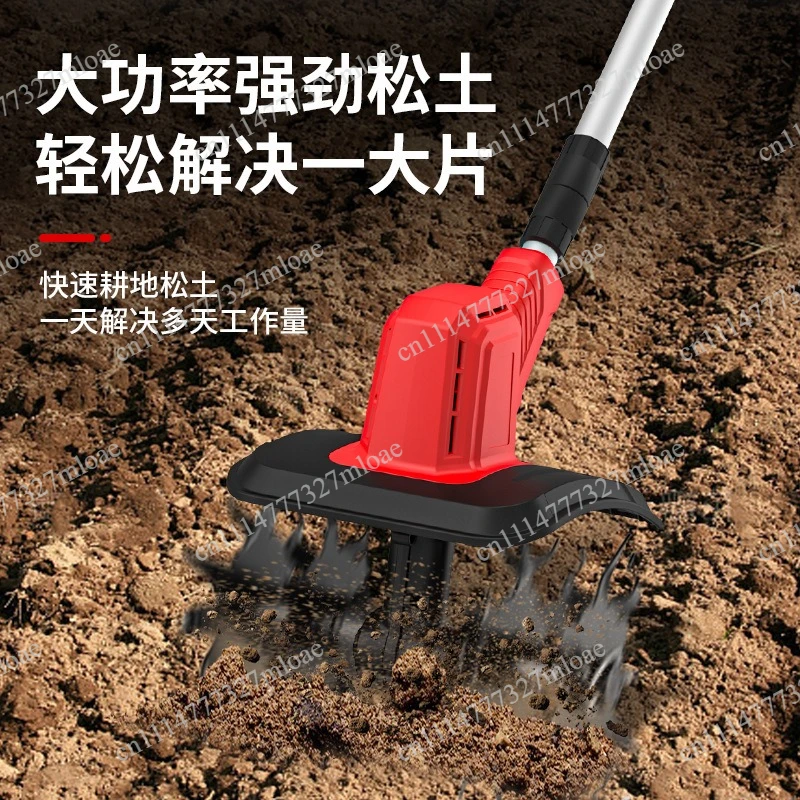 Lithium battery micro-tiller small plowing machine charging portable plowing farmland loosening soil reclamation