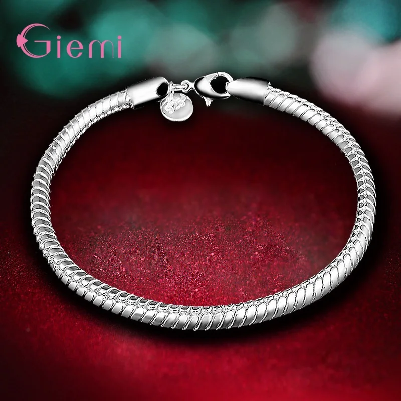 Fashion Style Snake Chain Bracelet For Women Girls Genuine 925 Silver  Fashion Wedding Dance Party Jewelry Accessory