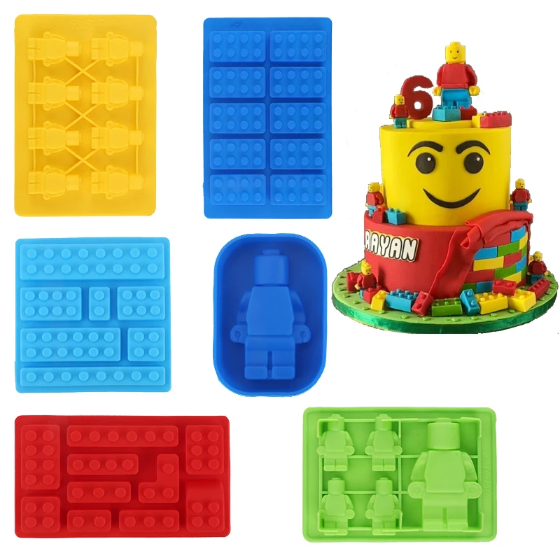 Robots Silicone Candle Mold DIY 3D Building Blocks Chocolate Cookies Fondant Ice Molds Christmas Gifts Craft Supplies Home Decor