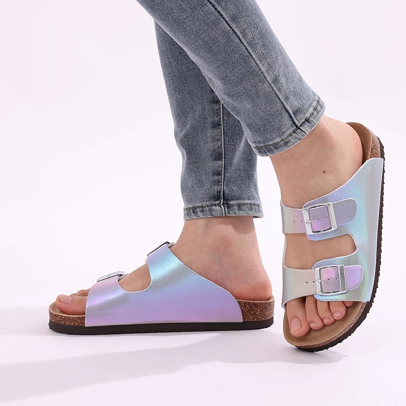 

Eyriphy New Summer Gradient Slippers Women Cork Clogs Outdoor Beach Shoes With Double Buckle Cozy Slides Open Toe Home Sandals