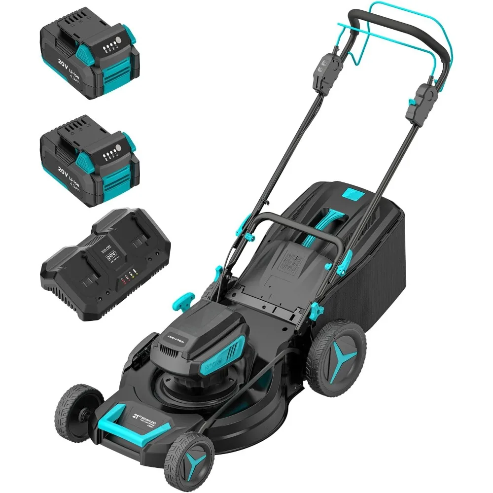 

21 inch Brushless Lawn Mower, 2x20V Electric Cordless Lawn Mower, 6-Position Cutting Height Adjustment, Self Propelled Push Mowe