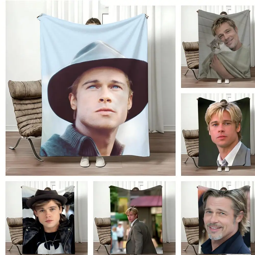 Celebrity B-BradS PittS Throw Lightweight 240g Flannel Blanket Soft Skin-friendly for Summer Cooling