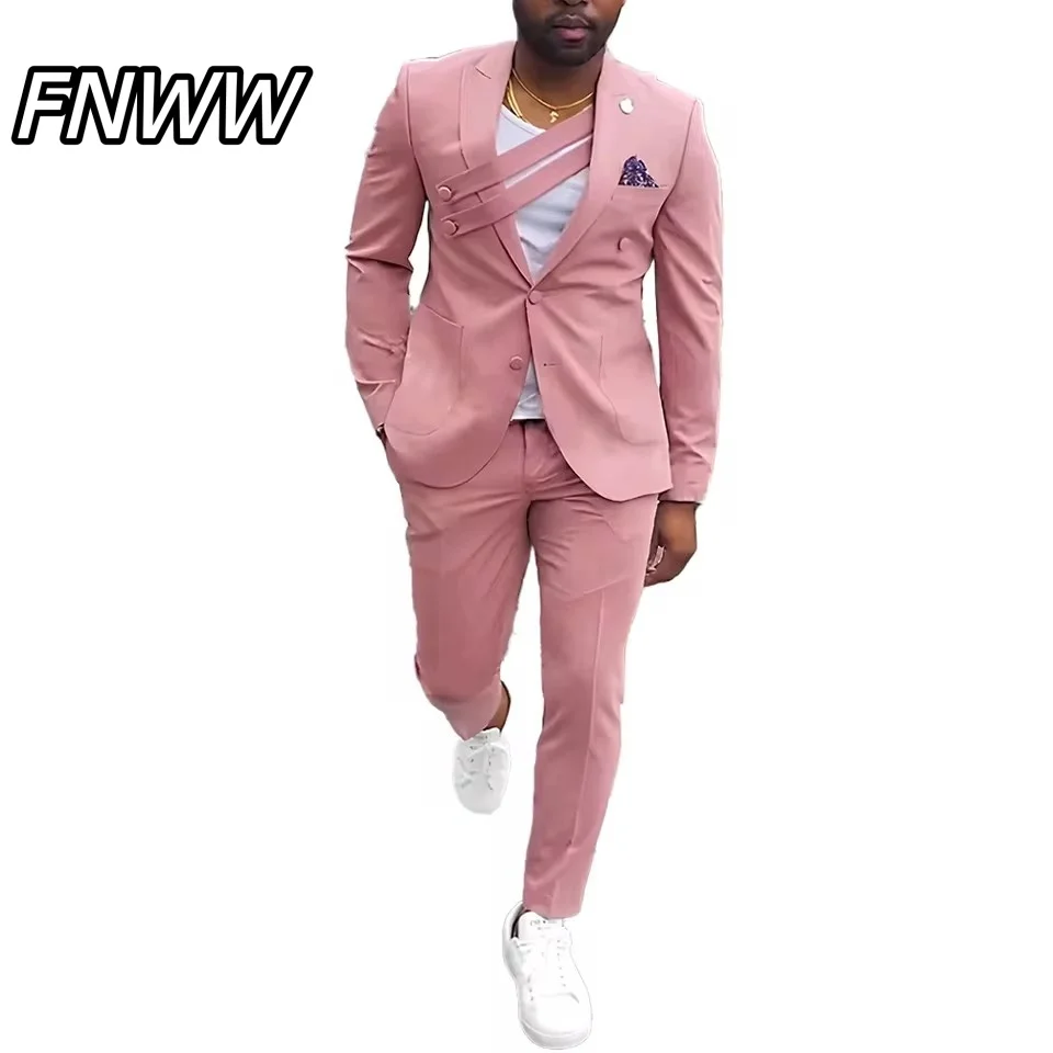 

Мужской приталенный смокинг 2026 года, комплект из 2 предметов: пиджак с острыми лацканами и брюки. Идеально для свадьбы, жениха, деловых встреч. Мужской костюм (Terno Masculino).