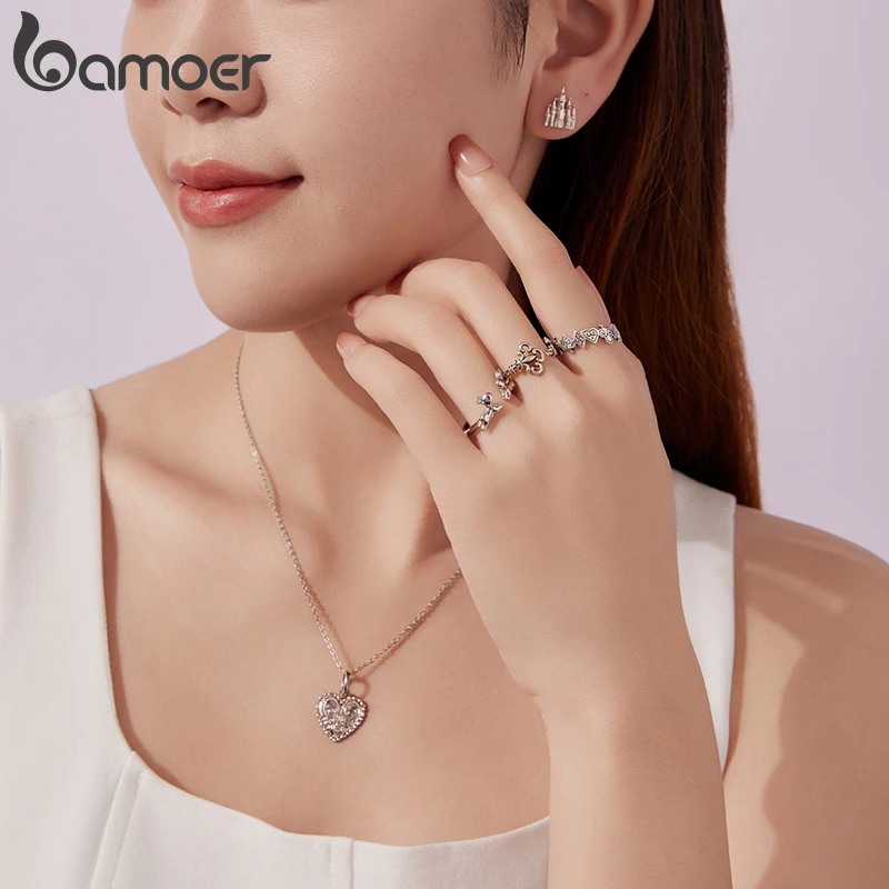 باموير 925 فضة مزدوجة أرنب حلقة مفتوحة خرافة الحيوان ارتفع الأحمر تشيكوسلوفاكيا الدائري للنساء المراهقين جميل الحيوانات الأليفة هدية عيد الميلاد #3