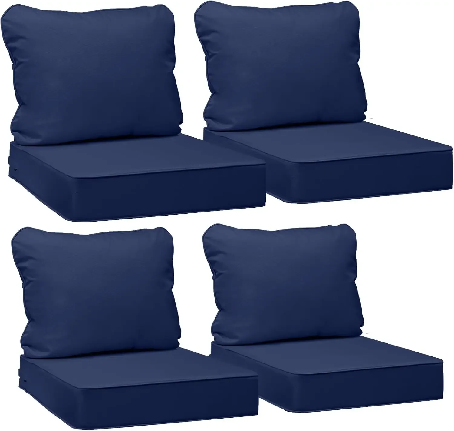 Outdoor Chair Cushions, 24 x 24 x 5 + 19 in, Set of 4 | Patio Furniture Replacement Seat Cushions, Fade-Resistant, Waterproof, R