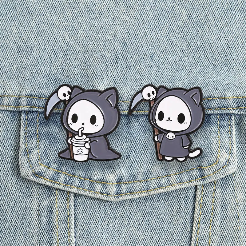 2-5pcs/set Halloween Badge Creepy Spooky Enamel Pin Sugar Skull Mushroom Witch Black Cat Brooch Cartoon Ghost Boo Accessory