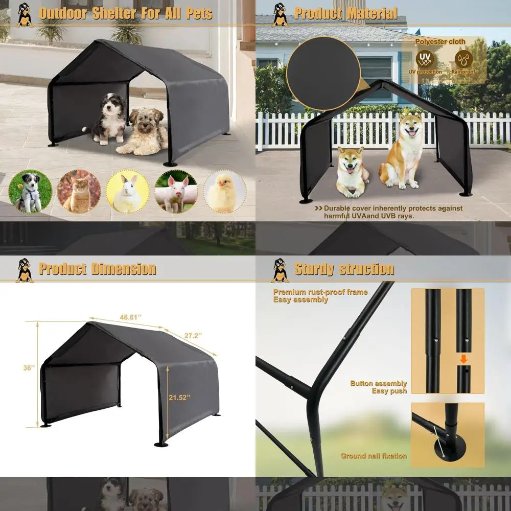 

Waterproof 4x4x3 Dog and Cat Shade Shelter, Versatile Outdoor Canopy for Pets and Livestock