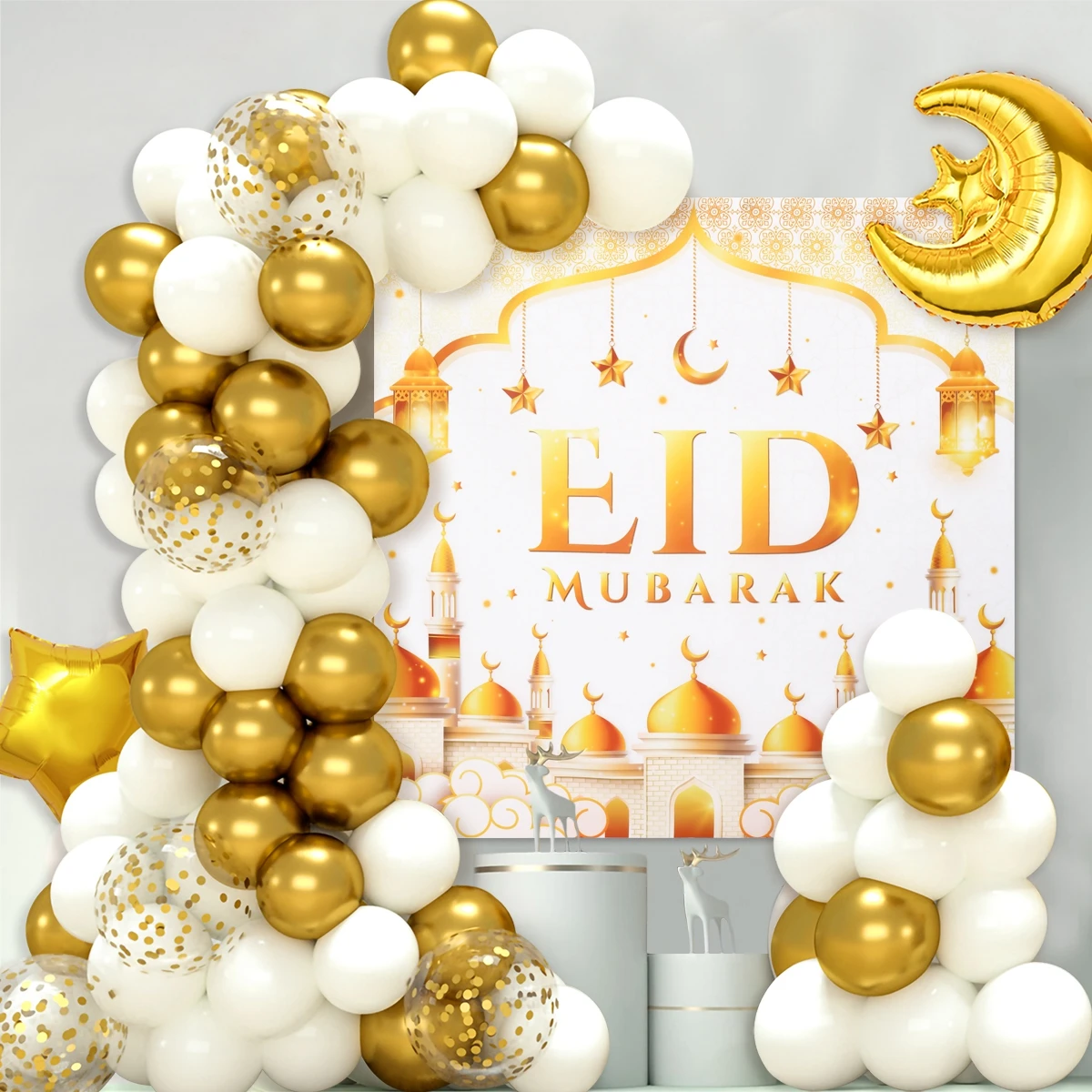 Eid Mubarak Hintergrund Ballon Set Ramadan Kareem Dekoration Ramadan Mubarak Muslim Islamischen Festival Party Liefert 2025
