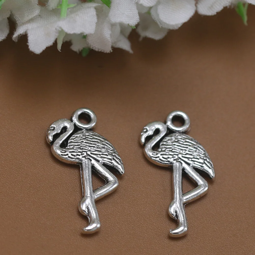 20pcs Delicate Alloy Flamingo Pendants Charms DIY Jewelry Making Accessory for Necklace Bracelet ( Silver)