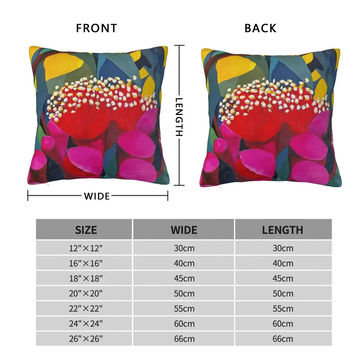 Modern Australian Floral Square Pillowcase Polyester Linen Velvet Pattern Zip Decor Throw Pillow Case Bed Cushion Cover