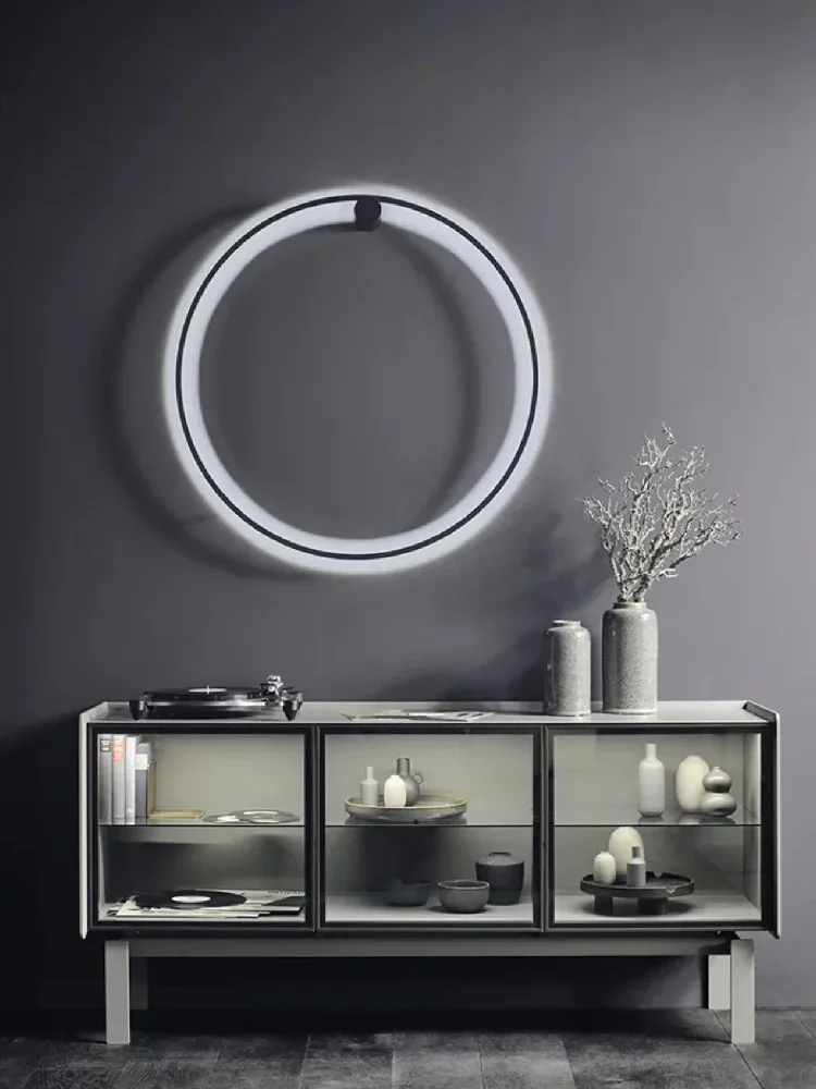 Modern minimalist LED circular wall lamp living room background wall circular creative wall lamp bedroom lighting fixture