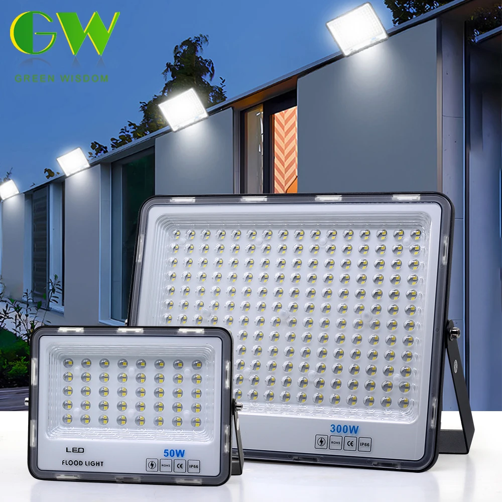 High Quality Flood Light Lens DOB LED Floodlight White Light 6500K 300W 2835 IP66 Spotlight Outdoor Lighting Floor Lamp