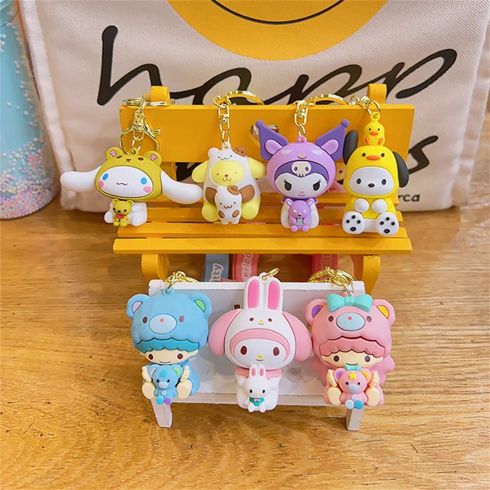 

Anime Figures Sanrio Keychain 산리오 Cinnamoroll Pochacco Keychains Pendant Kuromi Accessories My Melody Pompompurin Keyring Gifts