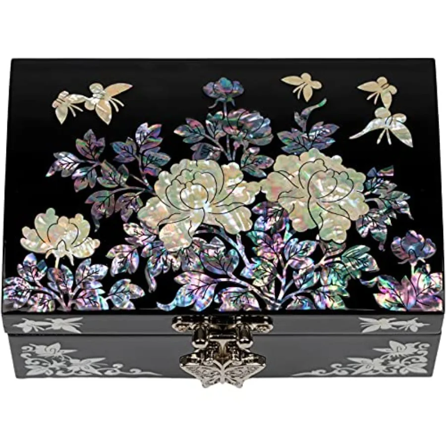 

Mother of Pearl Small Jewelry Box with mirror lid Jewelry Storage Organizer for Earring Necklace Rings Bracelet and Accessories