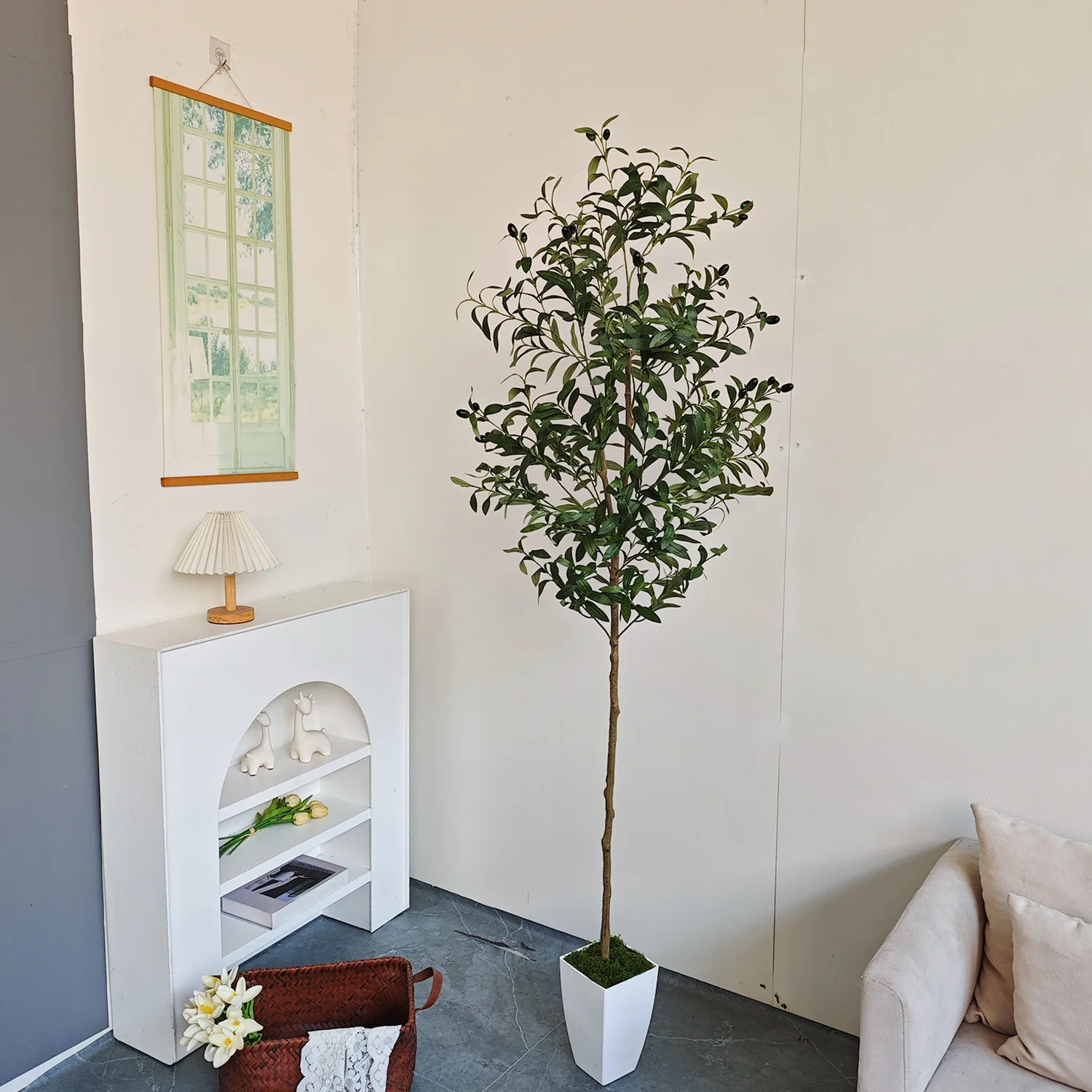 

140-180CM Artificial Olive Tree Potted Plant,Indoor Fake Greenery for Home garden Living Room,Office&Store Landscape Decoration