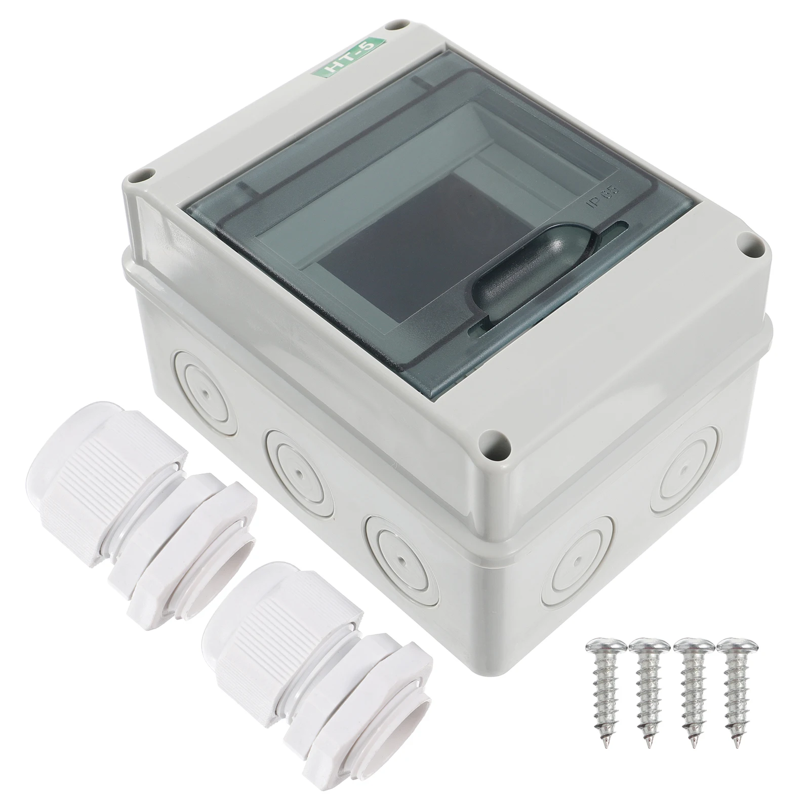 

Waterproof Distribution Box Ht-5 Outdoor Plastic Junction Wire Box Light Grey Safety Buckle Door Transparent Window Built-In