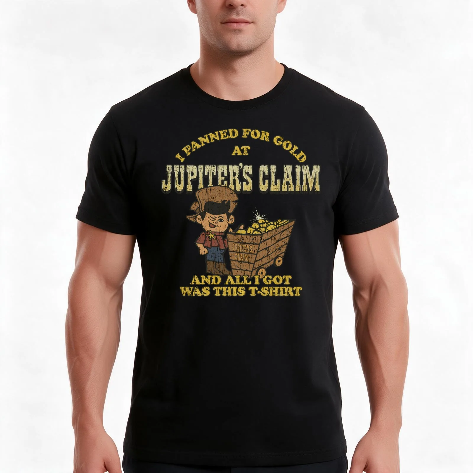 Jupiter's Claim Gold Panning 2015 T-Shirt, Summer Casual Cotton Tee, Oversized Streetwear Tops, Vintage Graphic Print