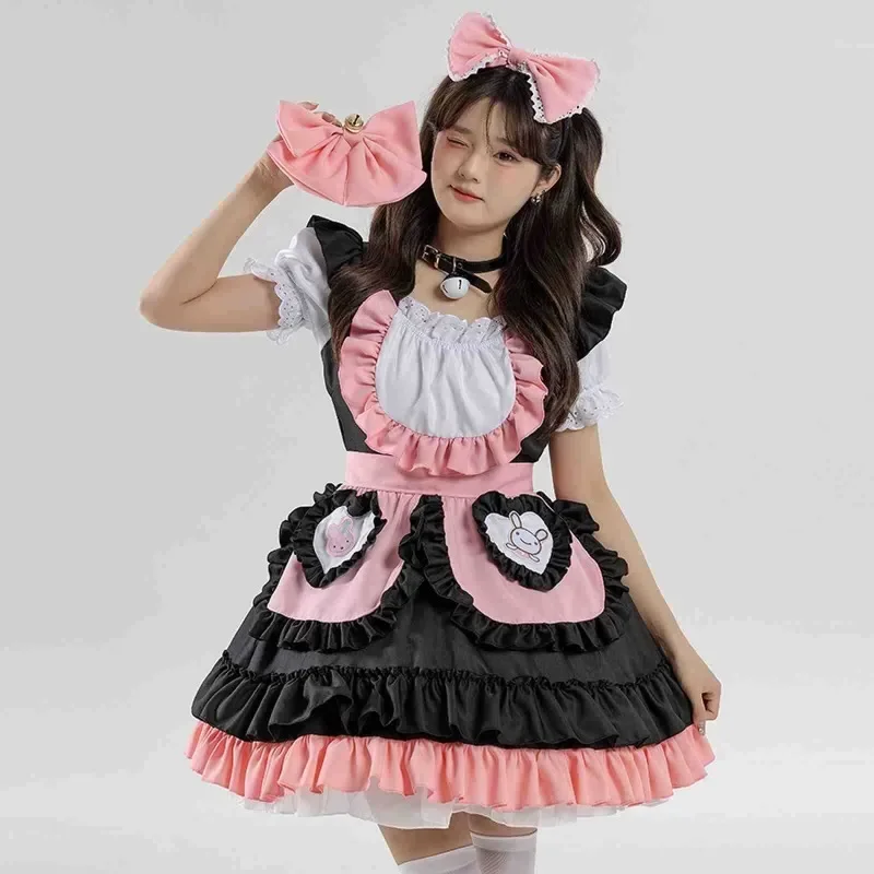 Frauen kawaii Dienst mädchen Uniform Cosplay Kostüme, Spitze Dekor niedlichen Frauen Dienst mädchen Outfit Anime Hausmädchen Cosplay Lolita Kleider Cos Stoff