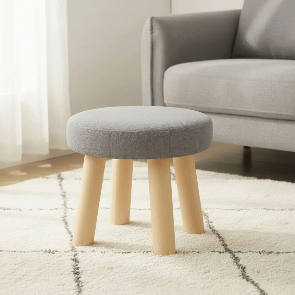 Soft Solid Wood Small Foot Stool Non-Skid Large Load Bearing Low Seat Comfortable Thickened Sponge