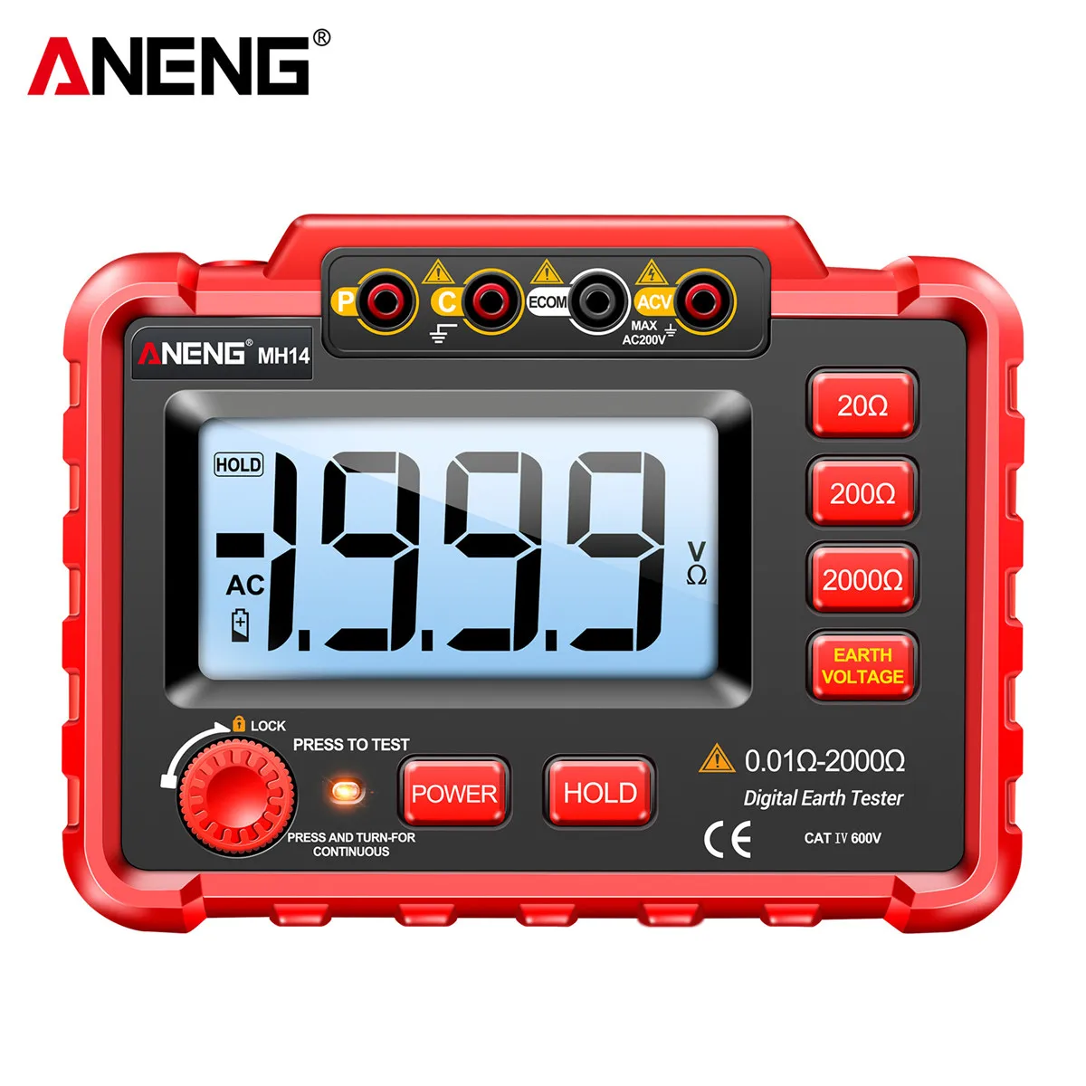 

ANENG MH14 Digital Professional Multimeter Ground Resistance Tester AC200V Voltage Meter Megohmmeter Voltmeter Ohm Tester Tool
