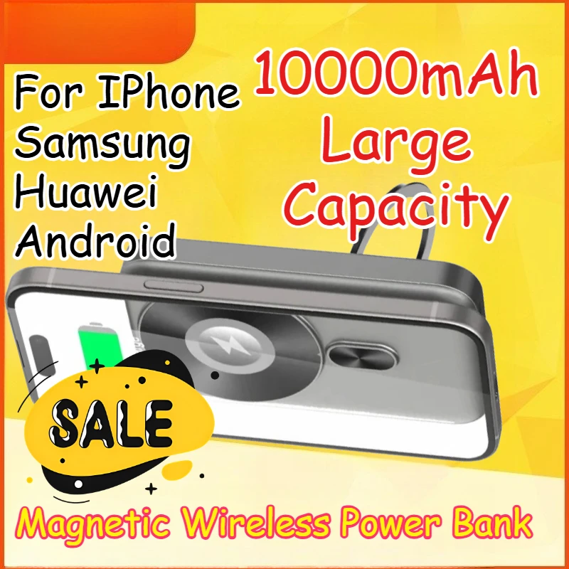 

10000mAh Mini Magnetic Wireless Power Bank PD 20W for IPhone Samsung Huawei Android Fast Charger Stand Portable External Battery