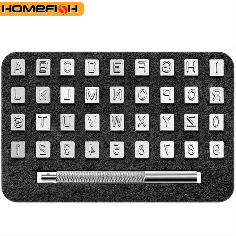 Stainless Steel Alphabet Number Stamp Punch Tools Set Leathercraft Hole Punching Tools Kit