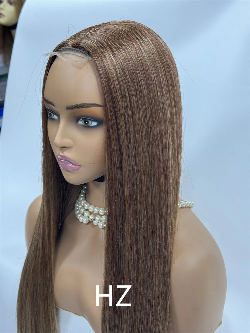 هرتز 27 #   باروكات أمامية من الدانتيل، باروكات مستقيمة ذات شعر صناعي عالي الجودة ومجعد وملمس جيد