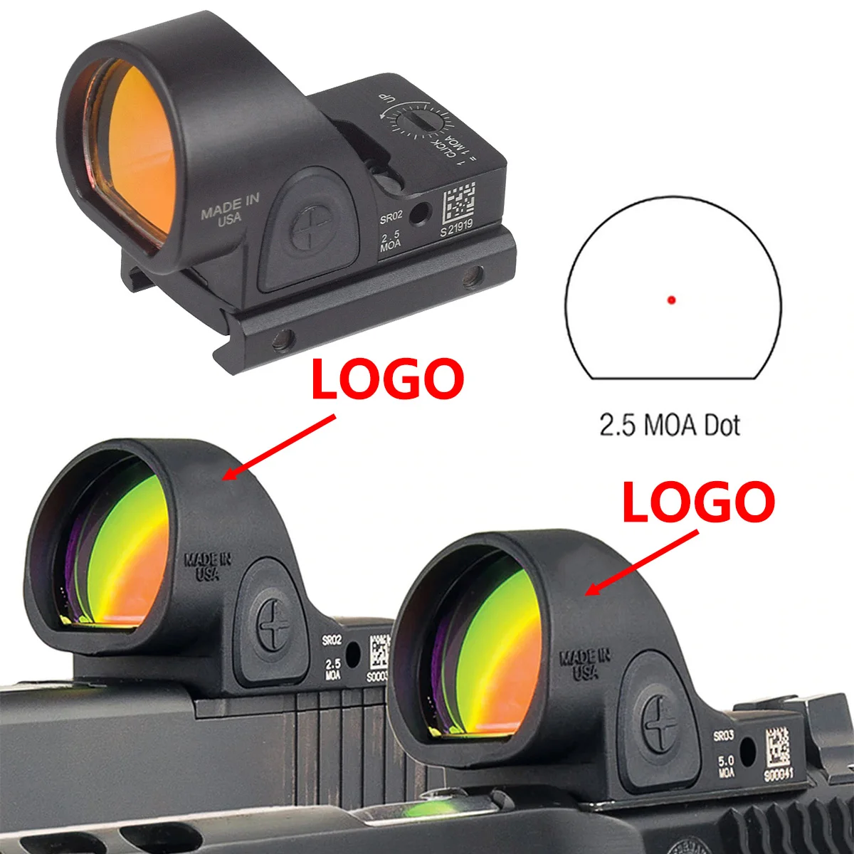 Tactical 20mm Opticas Scopes Mini RM SR MR Red Dot Sight Scope Collimator Airsoft Riflescopes Hunting Optics Reflex Sights