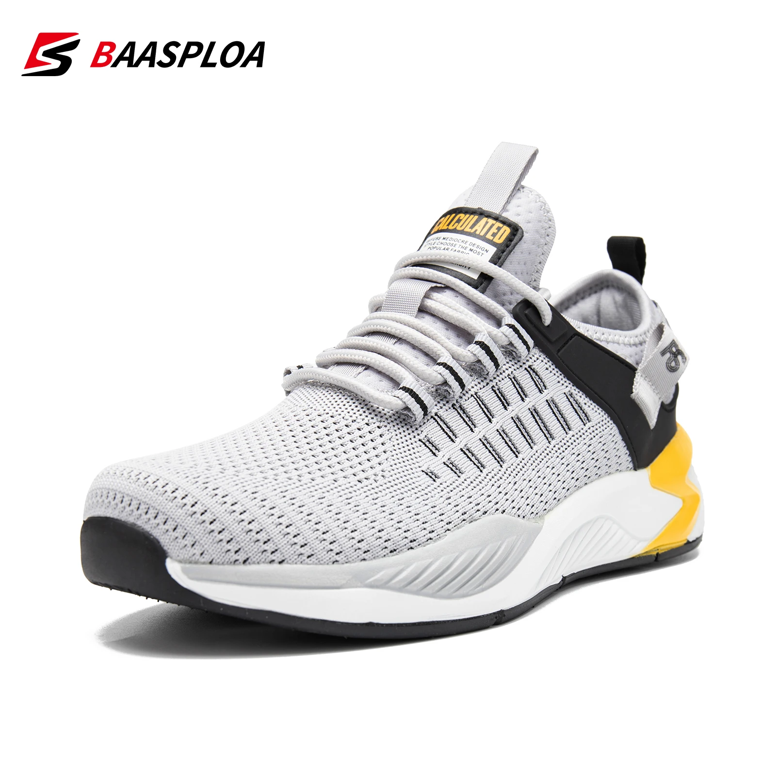 Baasploa Men Running Shoes Fashion New Mesh Breathable Sport Shoes Male Comfort Lightweight Walking Shoes Non-Slip Cushioning