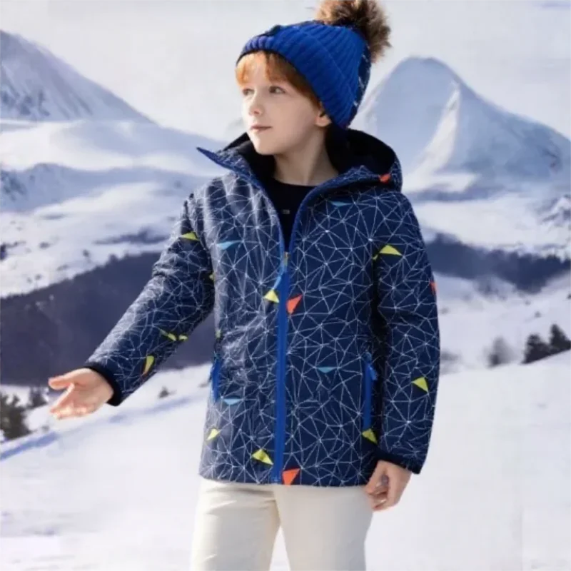 Dubbped 2023 Winter New Boys Jackets Spring Autumn Winter Children Coats Waterproof Windproof Plush Thicken Girls Clothes 5-14Y