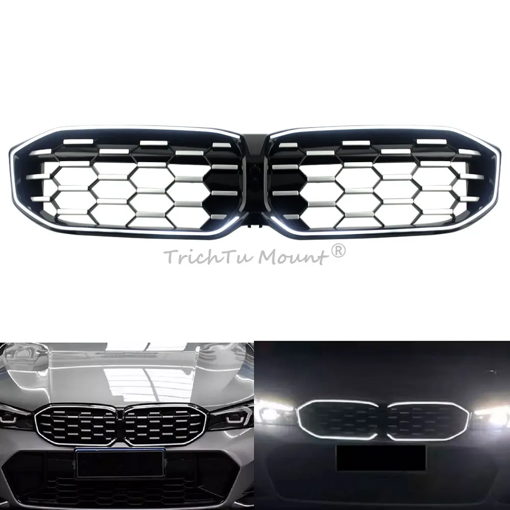 

Car Grille With Led Front Grille Fits For Bmw 3 Series G20 G21 G28 Facelift(Lci Only) 2023-2024 2023-2024 High Quality Abs Black