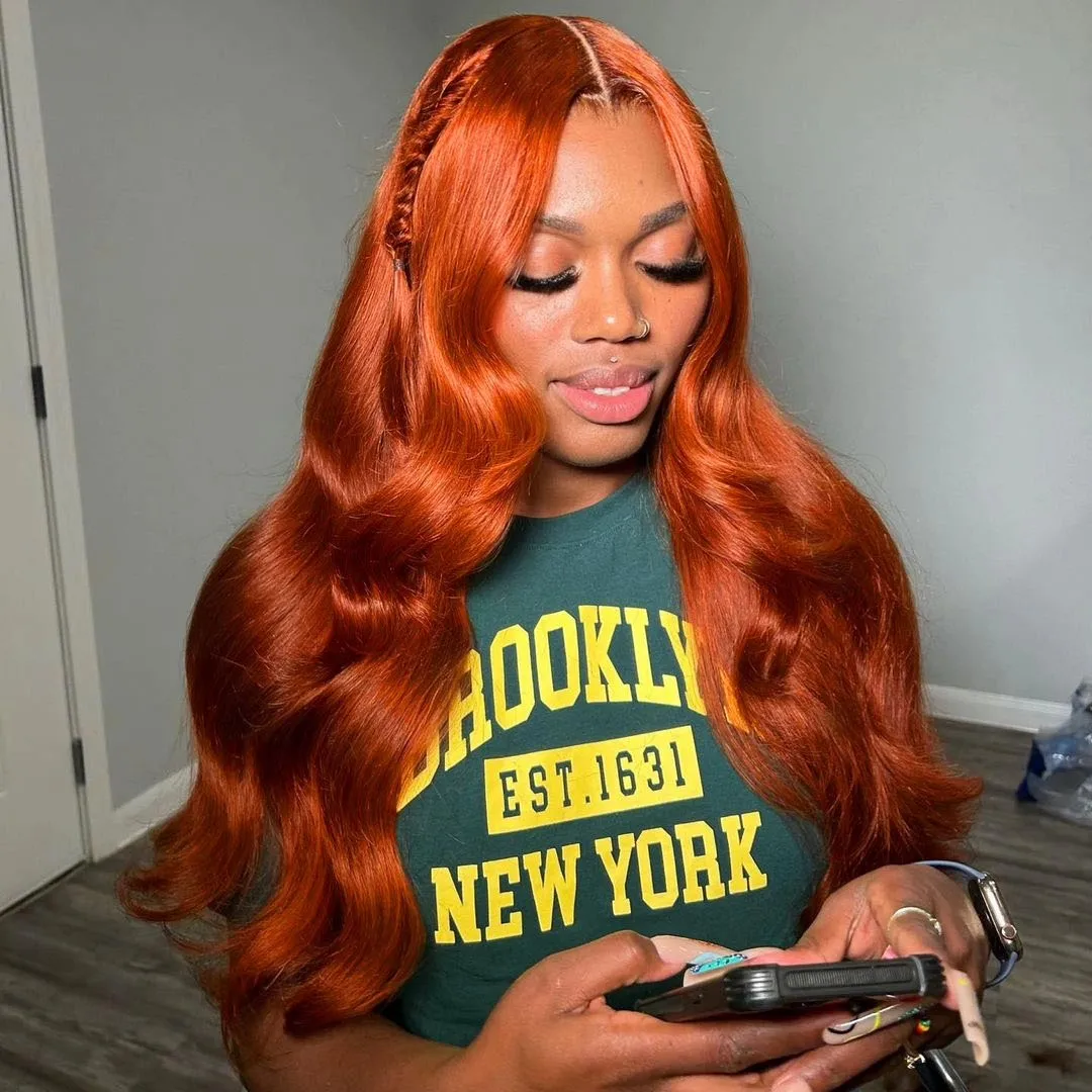 #350 Body Wave Burgundy Human Hair 13*4 Lace Frontal Wigs Blond Highlight Brazil Hair HD Transparent Lace Front Wig Pre Plucked