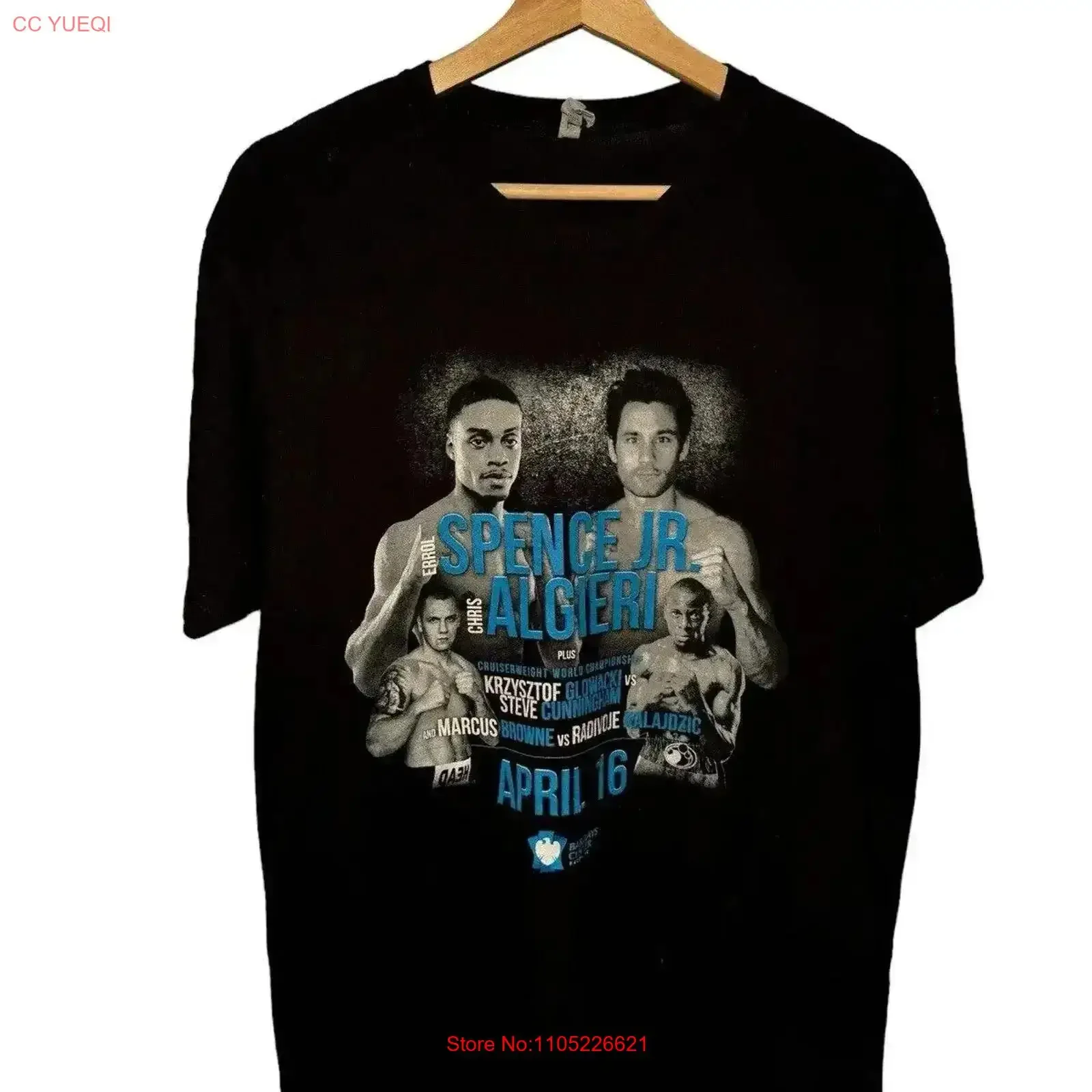 Errol Spence Jr Boxing T Shirt Sz L Black Vs Algieri vintage Washed Breathable graphic homme Top For Everyday Wear Stylish