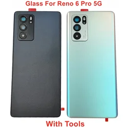 Gorilla Glass For OPPO Reno 6 Pro 5G Hard Battery Cover Back Lid Door Rear Housing Panel Case + Camera Lens Adhesive