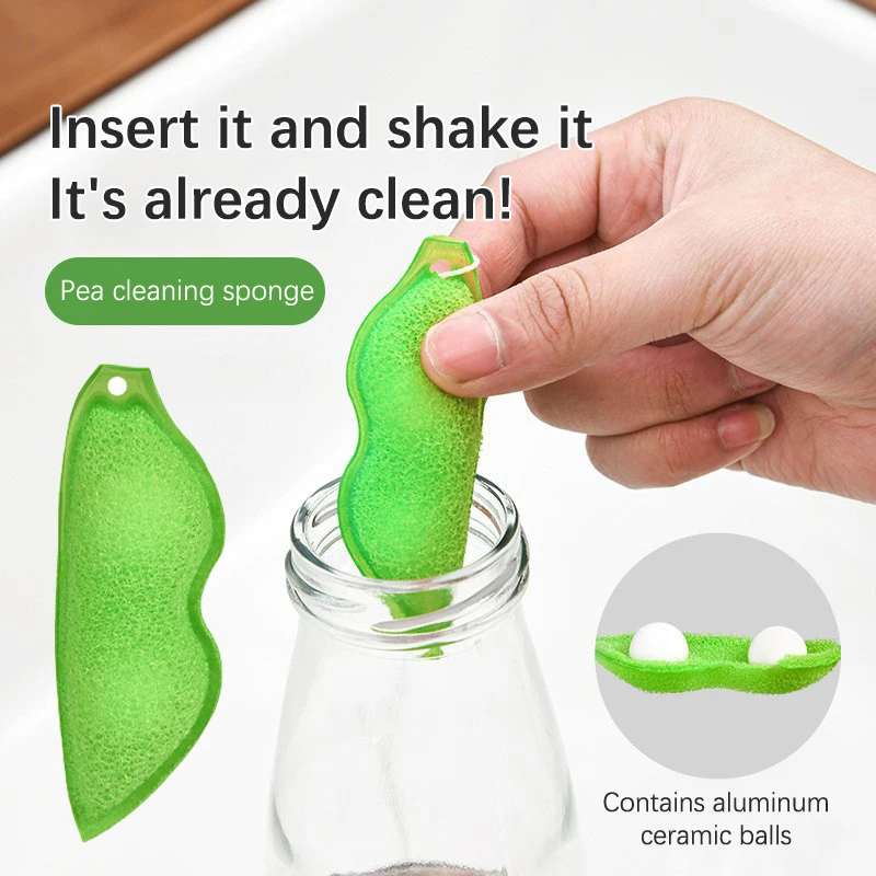 1/3/6/9Pcs Pea Shaped Bottle Cleaning Sponge Durable Magic Beans Cleaner Reusable Bottle Internal Cleaning Brush