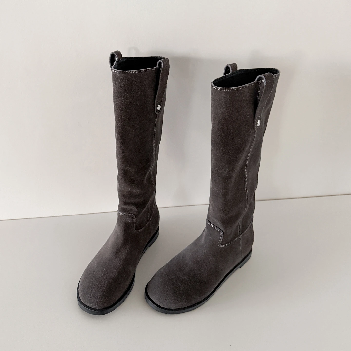 ESVEVA 2027 Fashion Women Knee High Boots Cow Suede Autumn News Flats Heels Shoes Winter Pleated Dress Western Long Boots 34-39