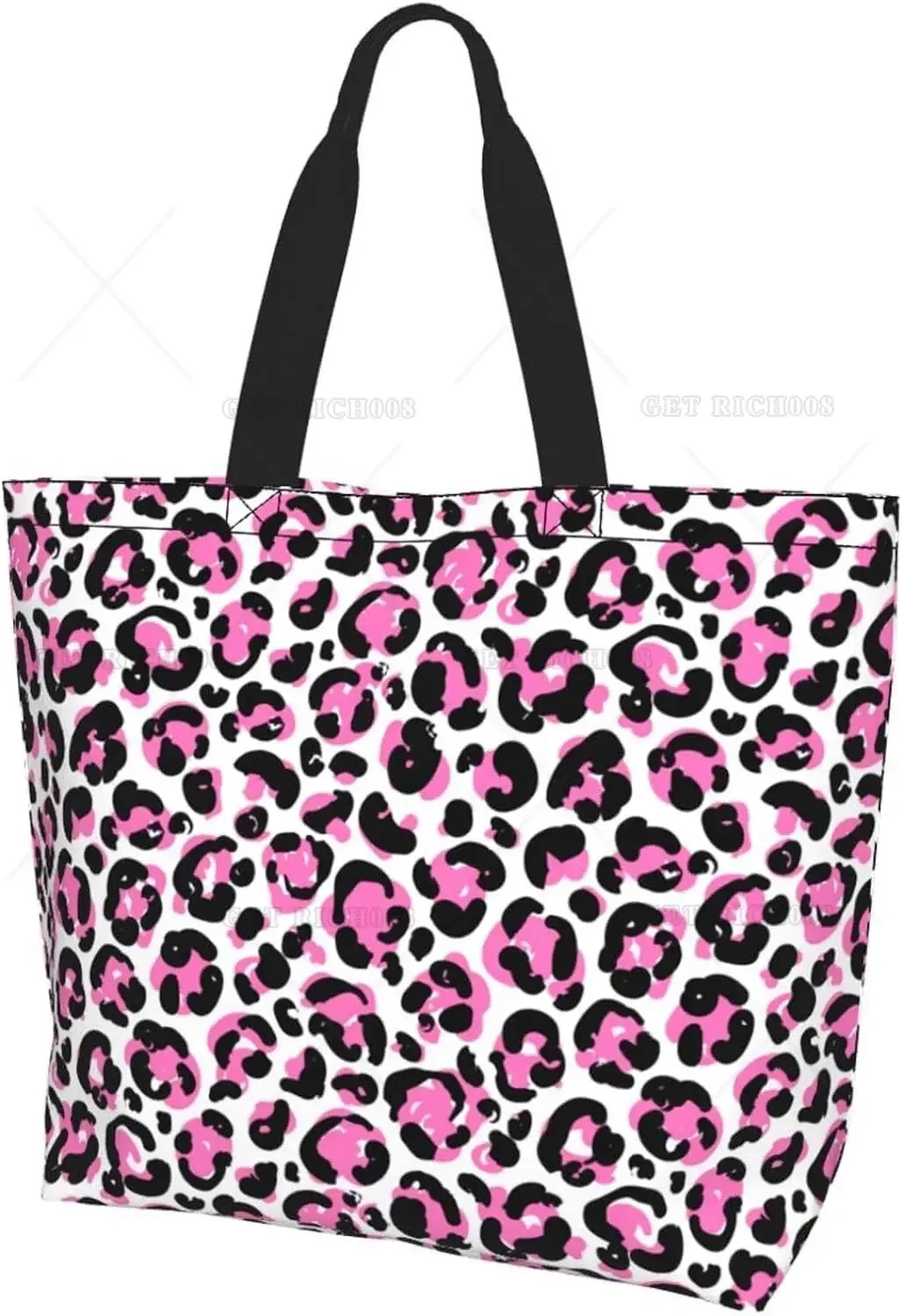 Pink Leopard Print Tote Bag Casual Shoulder Bag Handbag Reusable Shopping Work Travel Grocery Bag Tote Gifts for Women